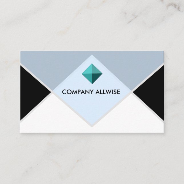 Customisable Branded Logo Black & Light Blue Business Card (Front)