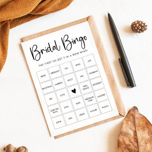 Customisable Bridal Bingo Game Card
