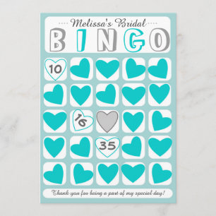 Customisable bridal bingo game teal grey card