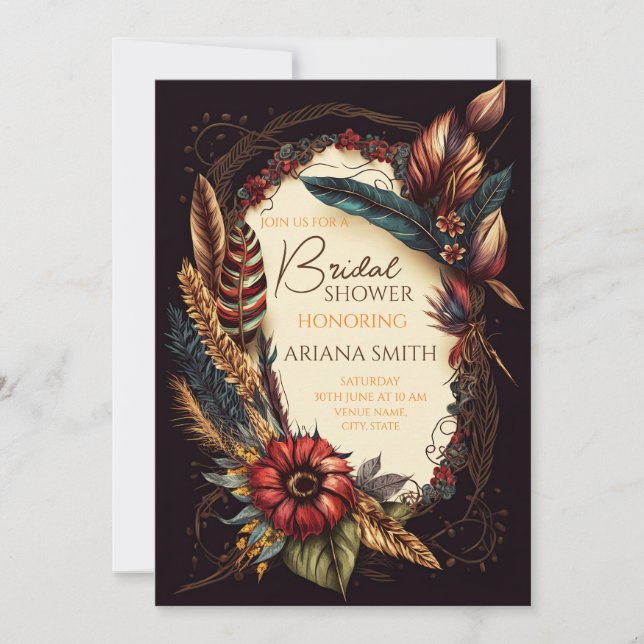 Customisable Bridal Shower Card in Boho Style (Front)