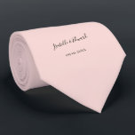 Customisable Bride Groom Names Wedding Date Blush  Tie<br><div class="desc">Modern Beautiful Blush Pink Customisable Bride Groom Names Wedding Date Neck Tie Gift.</div>