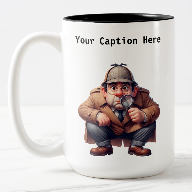 Customisable British Detective Cartoon Mystery  Two-Tone Coffee Mug (Creator Uploaded)