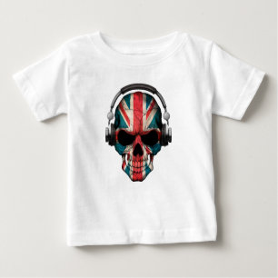 Customisable British Dj Skull with Headphones Baby T-Shirt
