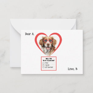 Customisable Brittany Spaniel Dog Valentine Note  Card