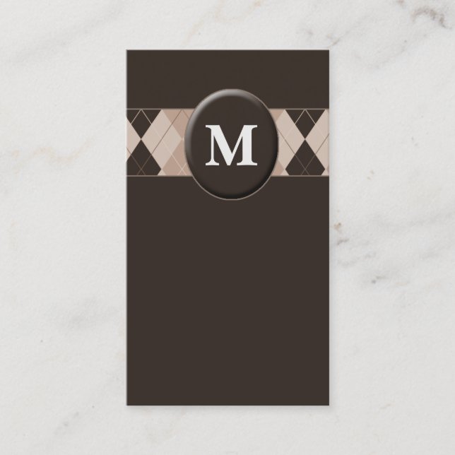 Customisable Brown Monogram Business Cards (Front)