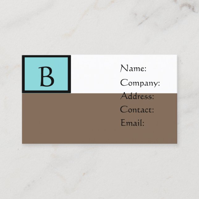 Customisable Brown Monogram Business Cards (Front)