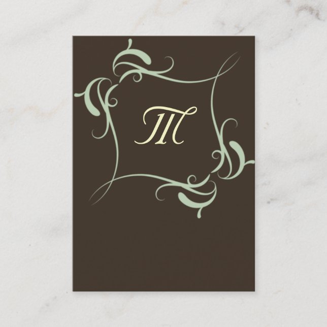 Customisable Brown Monogram Business Cards (Front)