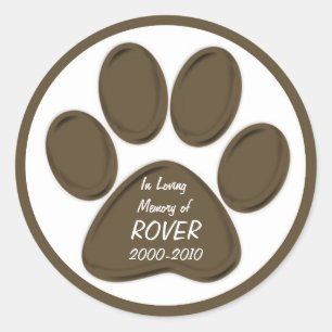 Customisable brown paw print sympathy stickers
