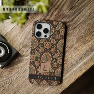 Customisable Brown Peach Pink Paisley Pattern iPhone 15 Pro Max Case