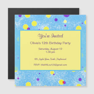 Customisable Bubble Dots Birthday Party Magnetic I Invitation