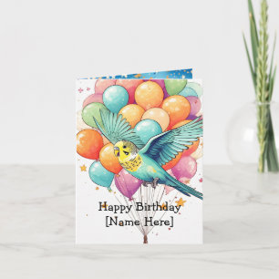 Customisable Budgie Themed Birthday Card