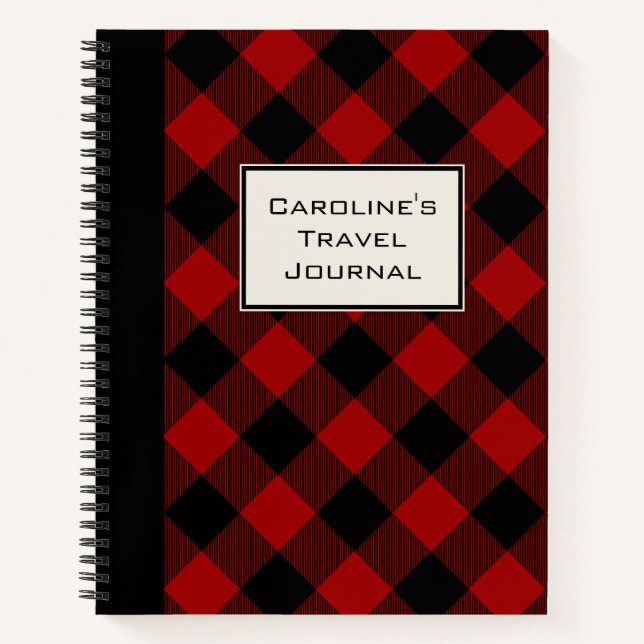 Customisable Buffalo Plaid Travel Journal (Front)