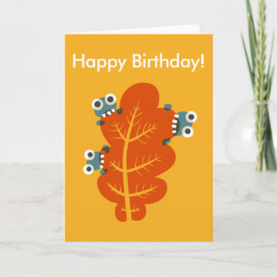 Customisable Bugs Bite Autumn Leaf Birthday Card