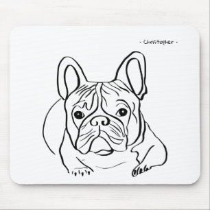 Customisable Bulldog Line Art Mouse Pad
