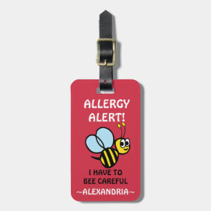 Customisable Bumble Bee Food Allergy Medical Alert Luggage Tag