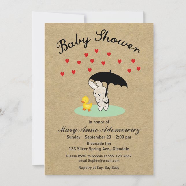 Customisable Bunny and Duck Baby Shower Invitation (Front)