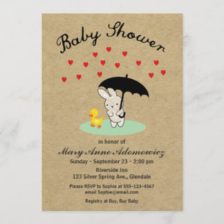 Customisable Bunny and Duck Baby Shower Invitation