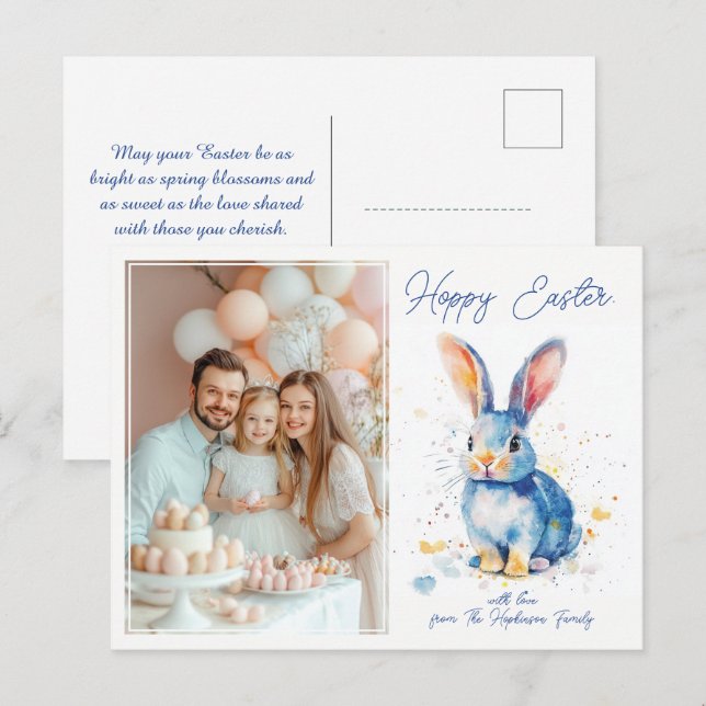 Customisable 🐇Bunny Bliss Easter Greetings Holiday Postcard (Front/Back)