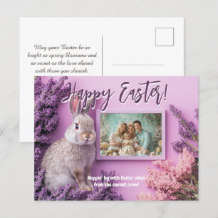 🐰🥚🌸Customisable Bunny Bliss & Lilac Loveliness Holiday Postcard