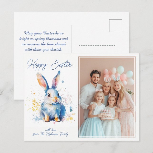 Customisable 🐇Bunny Love Easter Holiday Postcard (Front/Back)