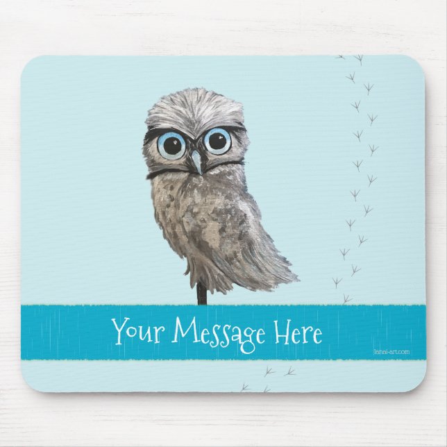 Customisable Burrowing Owl Coastal Art Mouse Pad (Front)