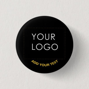 Customisable Business Add Logo Modern Black 3 Cm Round Badge