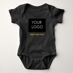 Customisable Business Add Logo Modern Black Baby Bodysuit