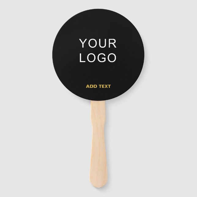 Customisable Business Add Logo Modern Black Hand Fan (Front)