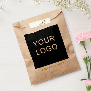 Customisable Business Add Logo Modern Brown Favour Bag