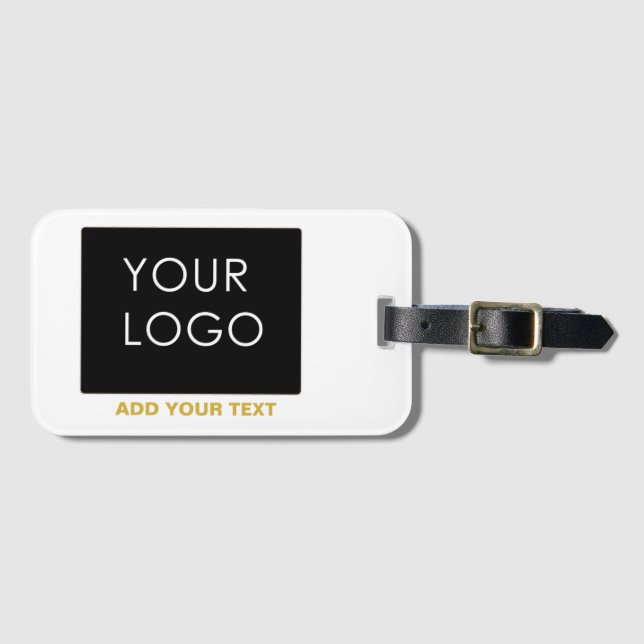 Customisable Business Add Logo Modern White    Luggage Tag (Front Horizontal)