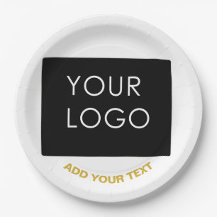 Customisable Business Add Logo Modern White Paper Plate