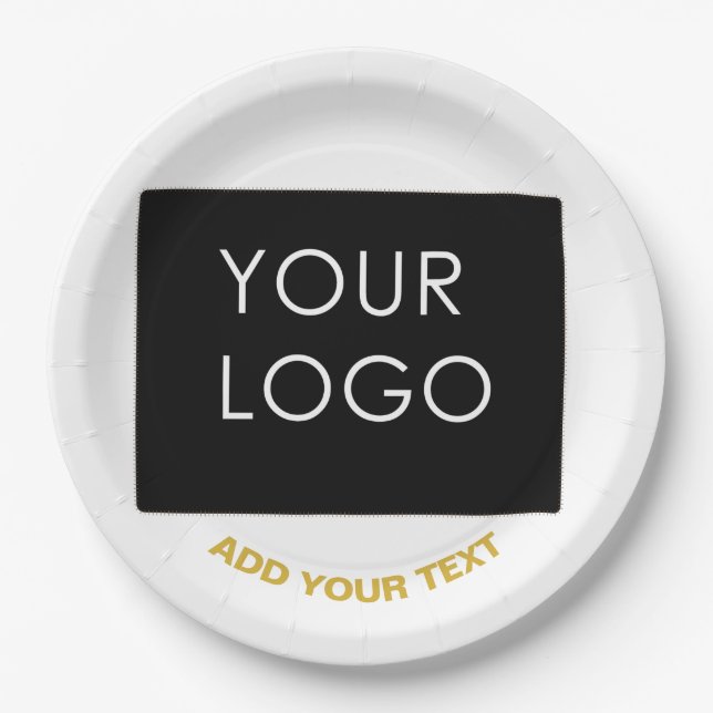 Customisable Business Add Logo Modern White Paper Plate (Front)
