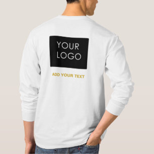 Customisable Business Add Logo Modern White T-Shirt