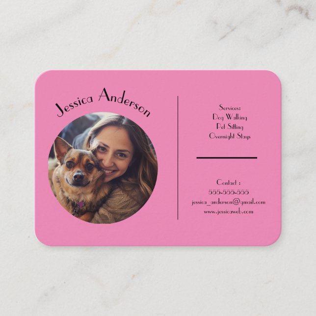Customisable Business Card For Pet Sitter (Front)