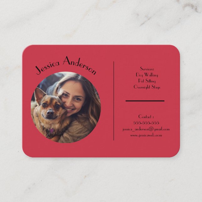 Customisable Business Card For Pet Sitter (Front)