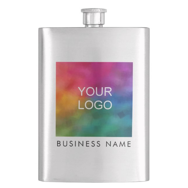 Customisable Business Company Logo Here Template Hip Flask (Front)