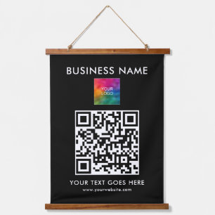Customisable Business Company Logo Text QR Code Hanging Tapestry