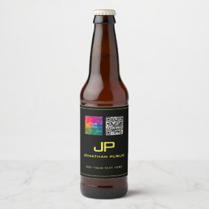 Customisable Business Logo QR Code Monogram Beer Bottle Label