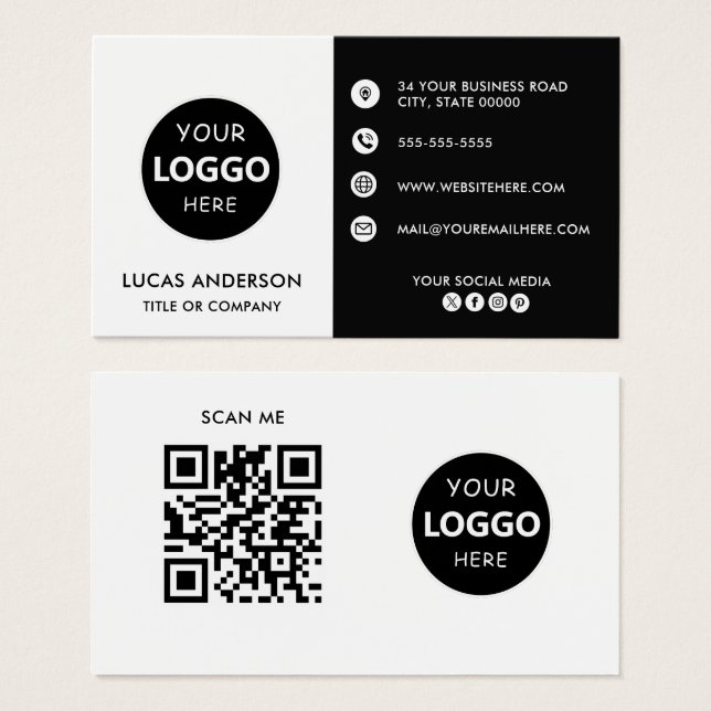 Customisable business logo website social media (Front & Back)