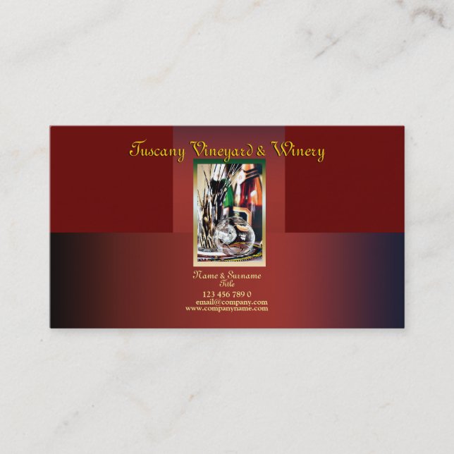 Customisable business profile winery vineyard wine card (Front)