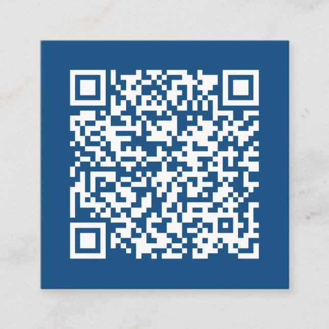 Customisable Business QR Code Minimal Blue Square Business Card (Front)