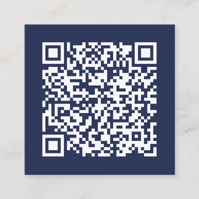 Customisable Business QR Code Minimal Navy Blue Square Business Card (Front)
