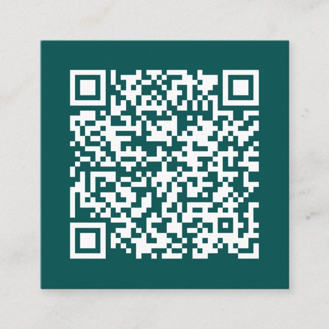 Customisable Business QR Code Minimal Teal Square Business Card (Front)