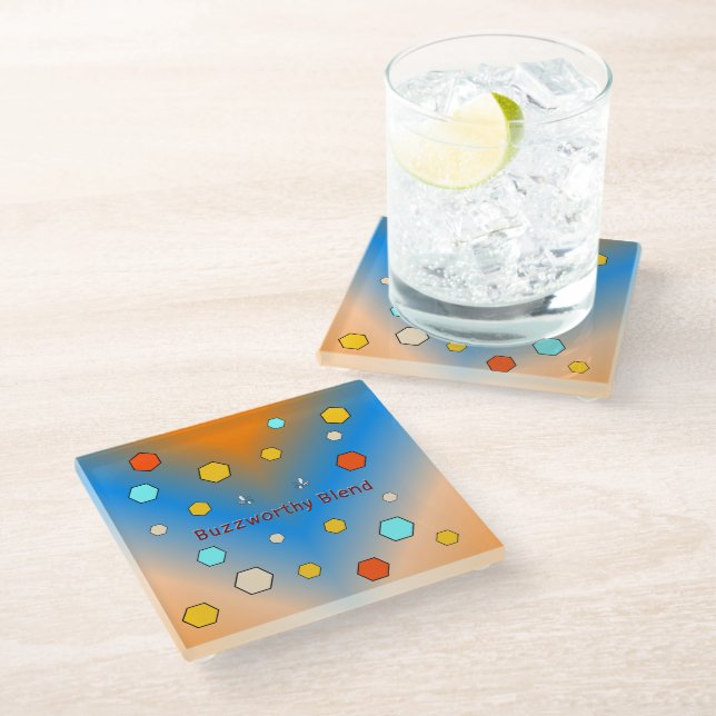 Customisable Buzzworthy Blend Glass Coasters (Angled)