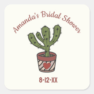Customisable Cactus Theme Bridal Shower Sticker