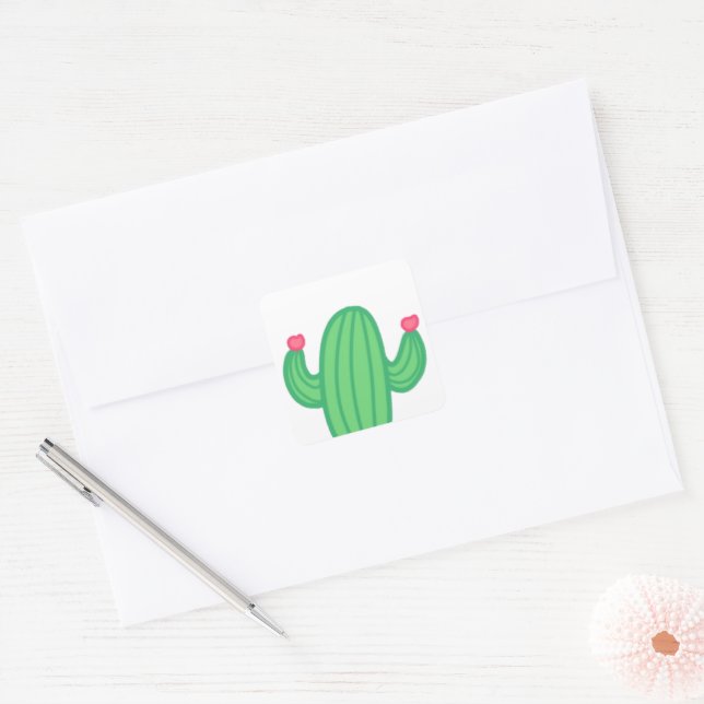 Customisable Cactus with Flowers Sticker (Envelope)