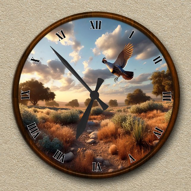 Customisable California Quail Scene  Round Clock (Creator Uploaded)