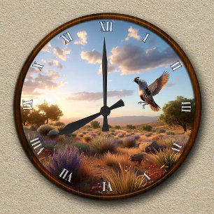 Customisable California Quail Scene Round Clock
