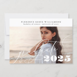 Customisable Calligraphy Photo College Graduation Announcement