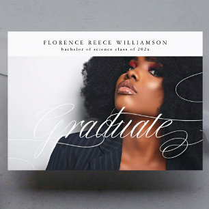 Customisable Calligraphy Photo College Graduation Announcement